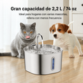Fuente de agua para gatos Miaunda 2,2 L – Acero inoxidable
