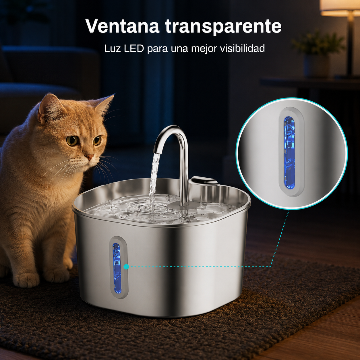 Fuente de agua para gatos Miaunda 2,2 L – Acero inoxidable